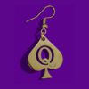 Boucles d'Oreilles Queen of Spades - Finition Dorée