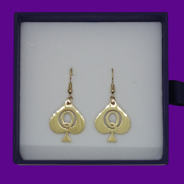 Boucles d'Oreilles Queen of Spades - Finition Dorée