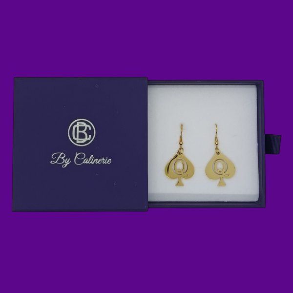 Boucles d'Oreilles Queen of Spades - Finition Dorée